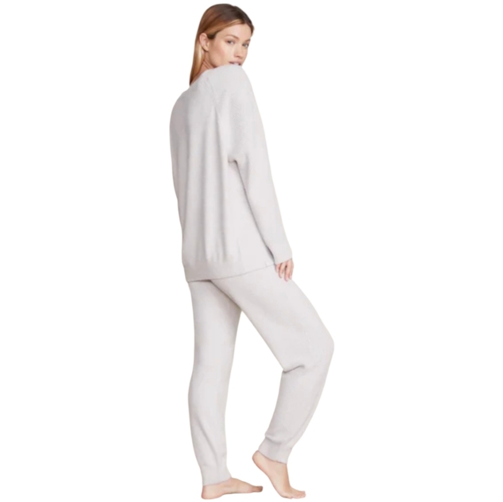 Barefoot Dreams Cozy chic Ultra Lite Jogger Loungewear Crewneck Beige Set Large - Picture 5 of 10